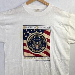 Vintage 90s Clinton Presidential Inauguration White T Shirt VTG USA Tee